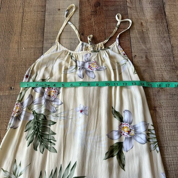 Vintage Winnie Fashion Floral Dress Size S Yellow Hawaiian Halter Swim Cover up - Picture 2 of 8